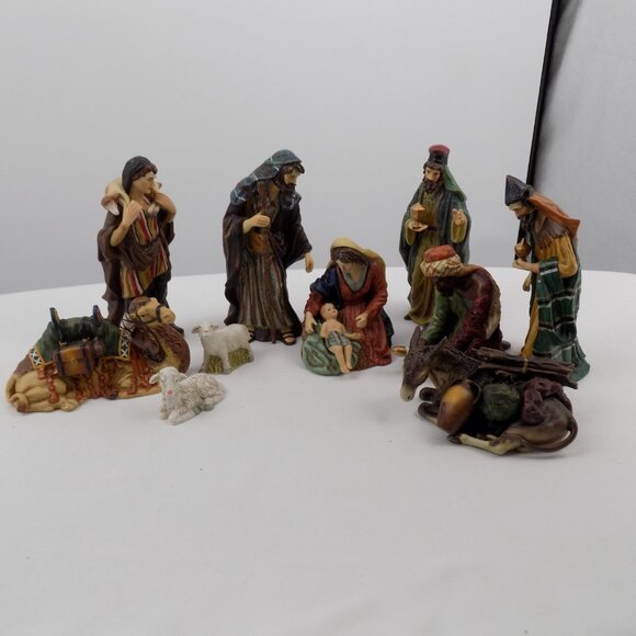 Nativity Set Vintage Ceramic 11 Piece with Box Christmas Religious Target 2004 - Picture 1 of 12